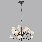Люстра подвесная черного цвета с ветвями и белыми фарфоровыми цветами Floralis варинант исполнения - 5 | Loft Concept в Саратове
