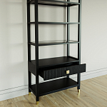 Стеллаж Elsa Dreams Black со стеклянными полками и ящиком варинант исполнения - 3 | Loft Concept в Саратове