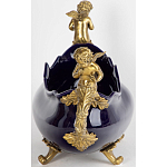 Чаша темно-синяя фарфоровая с бронзовыми ручками в виде ангелов Eden Garden варинант исполнения - 2 | Loft Concept в Саратове