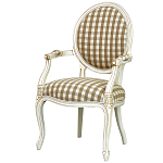 Стул с подлокотниками и круглой спинкой  Checkered Upholstery Chair обивка в клетку варинант исполнения - 1 | Loft Concept в Саратове