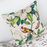 Декоративная подушка бежевая с изображением птица в саду Blooming Birds варинант исполнения - 3 | Loft Concept в Саратове