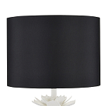 Настольная лампа с декором в виде белого цветка магнолии на каркасе и черным абажуром White Magnolia варинант исполнения - 2 | Loft Concept в Саратове