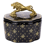 Шкатулка черного цвета с крышкой с фигуркой льва Eden Garden варинант исполнения - 1 | Loft Concept в Саратове