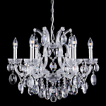 Люстра подвесная с 6-ю лампочками и прозрачными хрустальными подвесками на хромированном основании Crystal lamps варинант исполнения - 1 | Loft Concept в Саратове