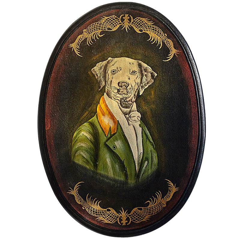 Картина в овальной раме Chinoiserie Grey Dog Portrait Мульти Черный Зеленый Картина в овальной раме Chinoiserie Grey Dog Portrait Мульти Черный Зеленый в Саратове | Loft Concept