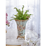 Ваза голубого цвета из фарфора с цветочным рисунком и бронзовой стрекозой Blue Garden варинант исполнения - 5 | Loft Concept в Саратове