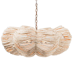 Круглая люстра волнистой формы с декором из круглых деревянных бусин White Wooden Beads Chandelier варинант исполнения - 1 | Loft Concept в Саратове