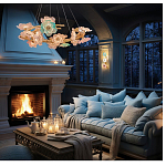 Люстра круглая на золотом каркасе с цветочным декором Miscellaneous herbs варинант исполнения - 6 | Loft Concept в Саратове