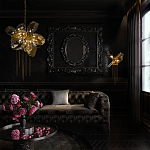 Люстра подвесная со стеклянными плафонами из дымчатого и золотистого с тремя вертикальными подвесками Gilded Mirage  варинант исполнения - 8 | Loft Concept в Саратове