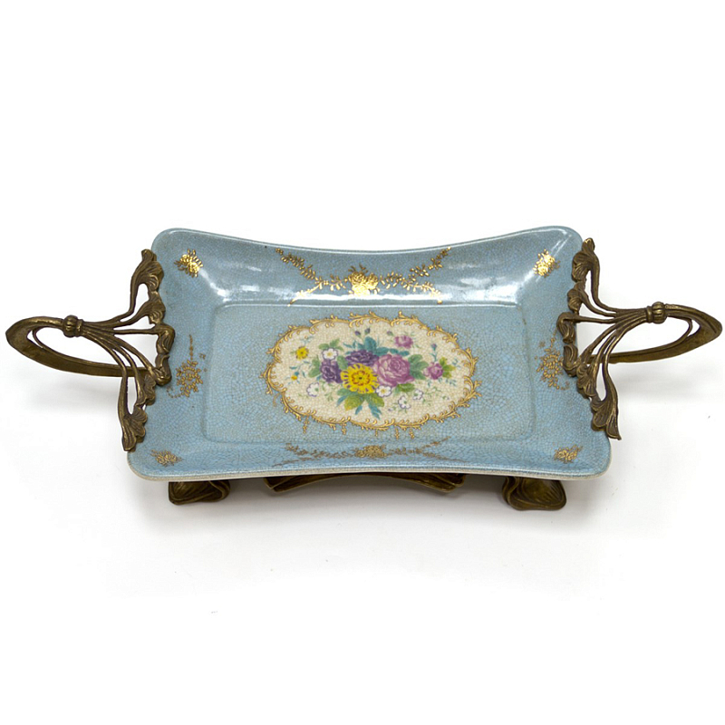 Поднос Pale Blue Tray Голубой пастельный Бронза Поднос Pale Blue Tray Голубой пастельный Бронза в Саратове | Loft Concept