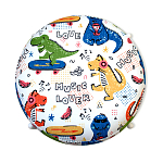 Пуф детский круглый с принтом на 4-х белых ножках Dinosaurs CHILDHOOD варинант исполнения - 2 | Loft Concept в Саратове