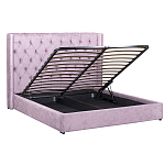 Кровать двуспальная фиолетовая с основанием из массива дерева с мягким изголовьем Velour Beds варинант исполнения - 2 | Loft Concept в Саратове