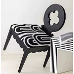 Дизайнерский стул с круглой деревянной спинкой Black and White Clover варинант исполнения - 6 | Loft Concept в Саратове