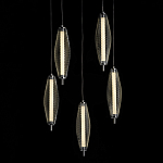 Люстра круглая каскадня с 5-ю плафонами из металлической сетки Mesh Lampshade Lighting варинант исполнения - 3 | Loft Concept в Саратове