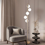 Торшер на золотом основании с 5-ю белыми шарообразными плафонами Bubble варинант исполнения - 4 | Loft Concept в Саратове