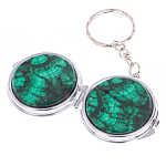 Зеркало брелок карманное двухстороннее из натурального камня Малахит Stone Mirrors варинант исполнения - 5 | Loft Concept в Саратове