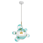 Подвесной светильник с прозрачными бирюзовыми стеклянными шарами и золотыми деталями Диаметр 46 Giopato & Coombes варинант исполнения - 1 | Loft Concept в Саратове