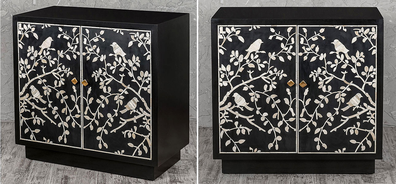 Комод инкрустация костью White bird on black Комод инкрустация костью White bird on black - Loft-Concept в Саратове