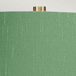 Настольная лампа с белым фигурным основанием на латунном основании и зеленым тканевым конусным абажуром Elstead Lighting варинант исполнения - 2 | Loft Concept в Саратове