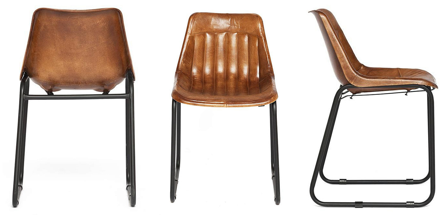 Стул из кожи буйвола Industrial leather dining chair - Loft-Concept в Саратове