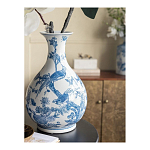 Ваза с мотивами цветущего сада с попугаями Blue Vase Inspired by Nature варинант исполнения - 6 | Loft Concept в Саратове