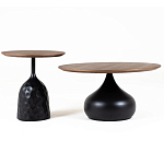 Столик журнальный с круглой деревянной столешницей на черном фактурном основании Bourgeon варинант исполнения - 3 | Loft Concept в Саратове