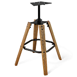 Барный стул со спинкой и металлической подставкой на 4-х деревянных ножках Зеленый Велюр Vendramin Chair варинант исполнения - 4 | Loft Concept в Саратове