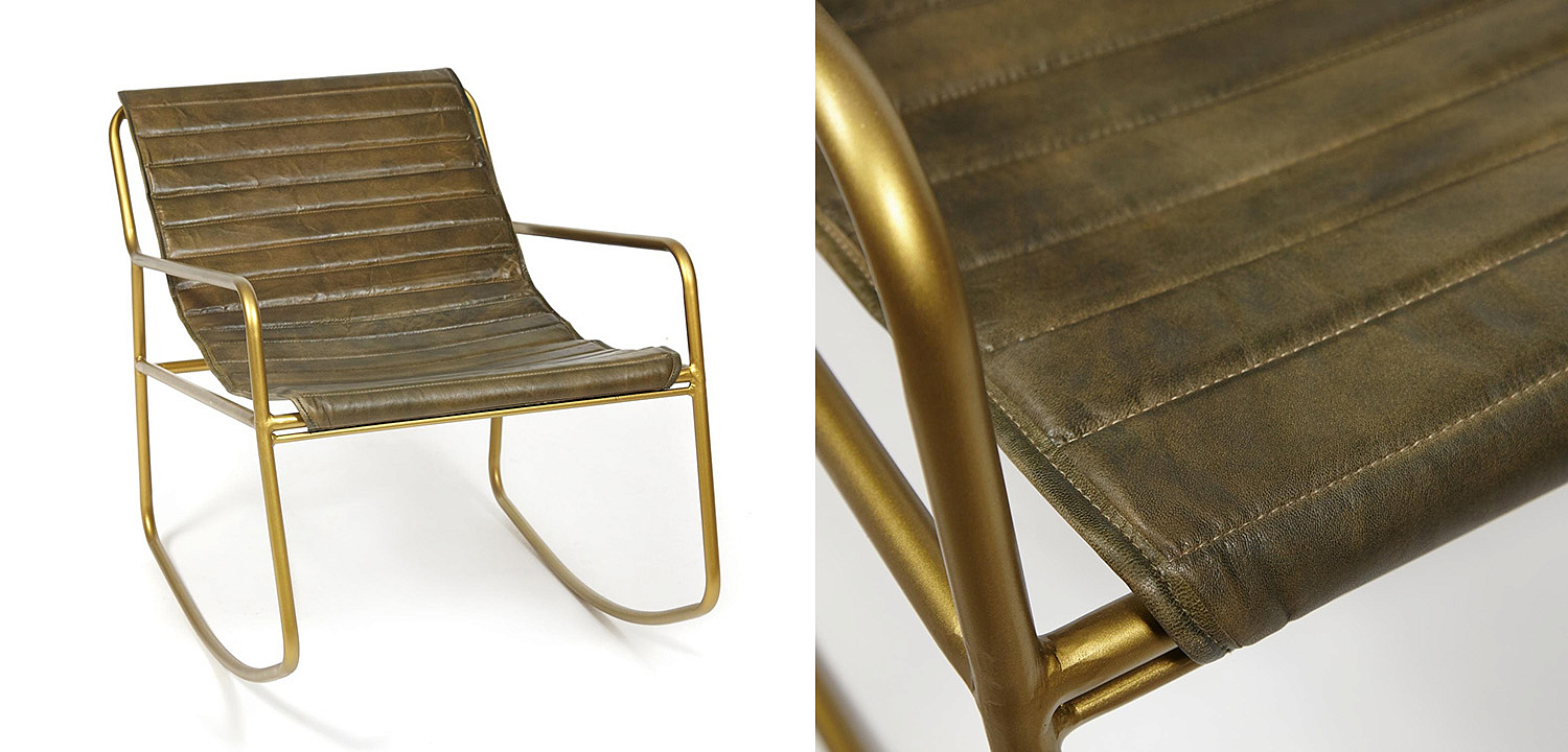 Кресло-качалка Industrial buffalo leather rocking chair Кресло-качалка Industrial buffalo leather rocking chair - Loft-Concept в Саратове