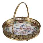 Блюдо фарфоровое с бронзовой ручкой Paradise Dish with Handle варинант исполнения - 1 | Loft Concept в Саратове