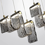 Подвесной светильник линейный с плафонами волнистой формы из фактурного стекла Big Wave варинант исполнения - 5 | Loft Concept в Саратове