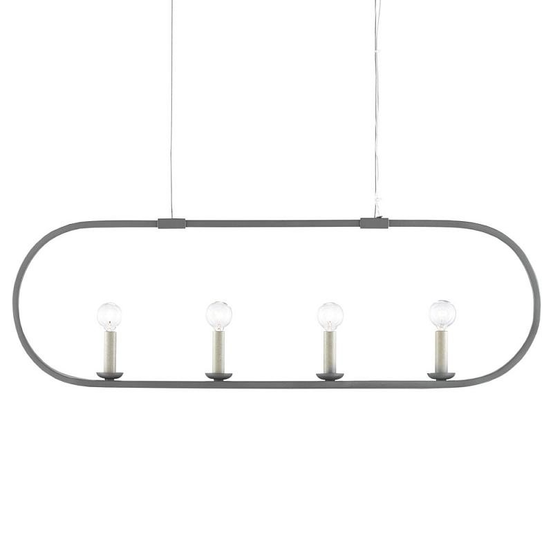 Люстра линейная в овальной раме Traditional Clean Lines Серый Люстра линейная в овальной раме Traditional Clean Lines Серый в Саратове | Loft Concept