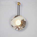 Бра круглое с каменным основанием и плафоном из стекла в форме шара Shaw Marble Lighting варинант исполнения - 1 | Loft Concept в Саратове