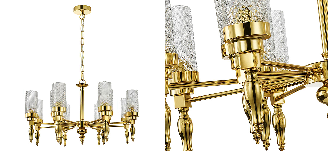 Люстра золотого цвета Balusters D70 см Люстра золотого цвета Balusters D70 см - Loft-Concept в Саратове