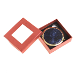 Зеркало карманное круглое двухстороннее из натурального камня Содалит в подарочной упаковке Gold Stone Mirrors варинант исполнения - 3 | Loft Concept в Саратове