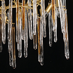 Люстра линейная золотого цвета с декоративными ветвями и длинными стеклянными подвесками в форме сосулек Droplet Chandelier варинант исполнения - 5 | Loft Concept в Саратове