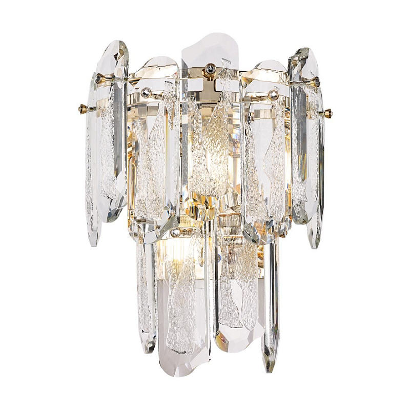 Бра с хрустальными овальными подвесками Harmonica Золотой Прозрачный в Саратове | Loft Concept 