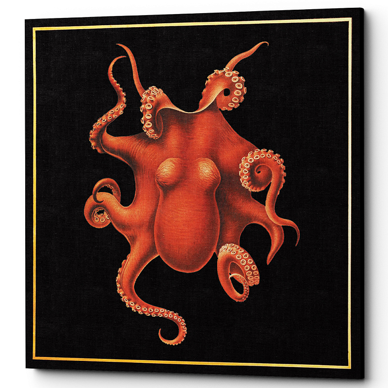 Постер Octopus Poster Черный Красный в Саратове | Loft Concept 