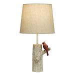 Настольная лампа с тканевым абажуром и основанием в виде птицы на дереве Simurq варинант исполнения - 1 | Loft Concept в Саратове