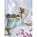 Чаша из голубого фарфора на бронзовых ножках с рисунком цветов и фигурками стрекоз Blue Garden варинант исполнения - 6 | Loft Concept в Саратове