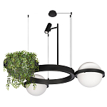 Подвесной светильник с 2-мя шарообразными плафонами и цилиндрическим спотом Light of Еyes варинант исполнения - 6 | Loft Concept в Саратове