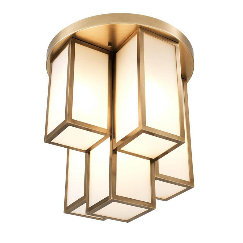Потолочный светильник Eichholtz Ceiling Lamp Axel Antique brass Латунь Античная полированная Белый Потолочный светильник Eichholtz Ceiling Lamp Axel Antique brass Латунь Античная полированная Белый в Саратове | Loft Concept