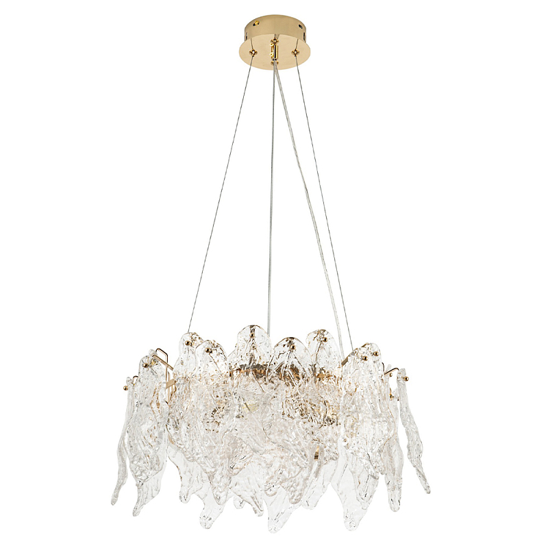 Люстра с декором из текстурированного стекла Textured Glass Chandelier 6 Прозрачное Стекло Золотой Люстра с декором из текстурированного стекла Textured Glass Chandelier 6 Прозрачное Стекло Золотой в Саратове | Loft Concept