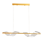 Люстра линейная золотистого цвета с двумя прозрачными волнистыми элементами Wave Line варинант исполнения - 2 | Loft Concept в Саратове