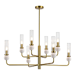 Люстра с 8-ю плафонами в форме стеклянных трубок и мраморных декоративных элементов Montreal варинант исполнения - 7 | Loft Concept в Саратове