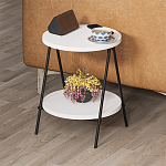 Стол приставной с 2-мя круглыми белыми столешницами ESSEL SIDE TABLE WHITE варинант исполнения - 8 | Loft Concept в Саратове