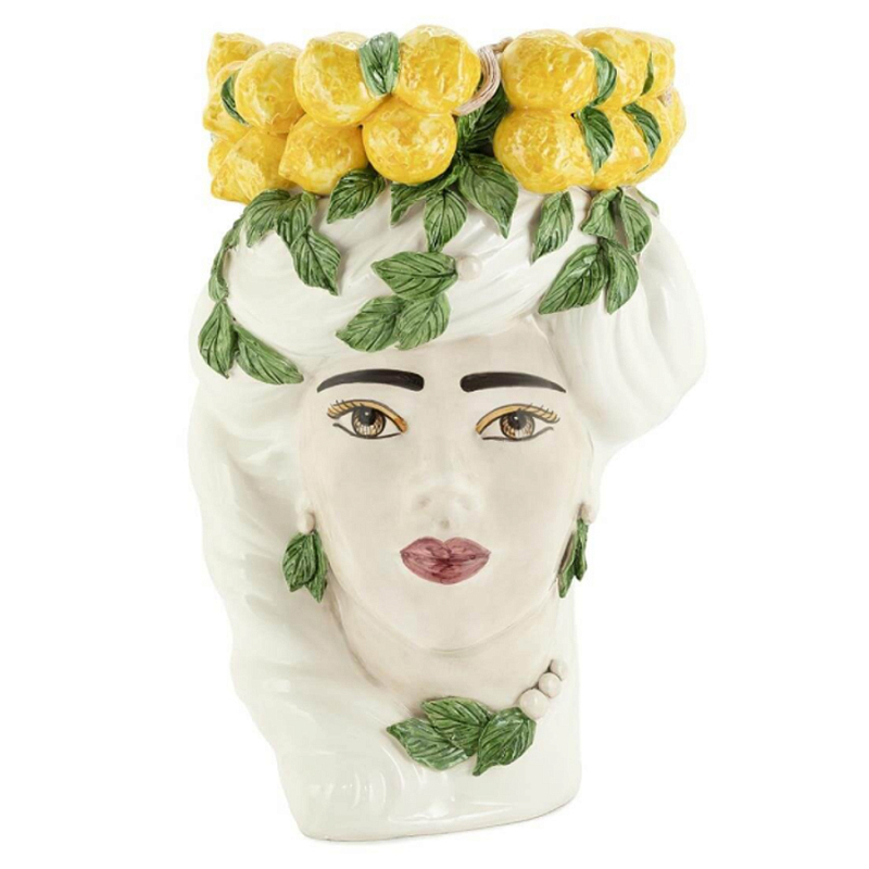 Ваза VASE LEMON HEAD LADY BIG Желтый Белый в Саратове | Loft Concept 