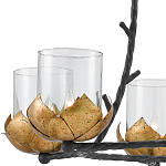 Люстра с прозрачными стеклянными абажурами и каркасом в виде черных веток Blooming Flower варинант исполнения - 1 | Loft Concept в Саратове