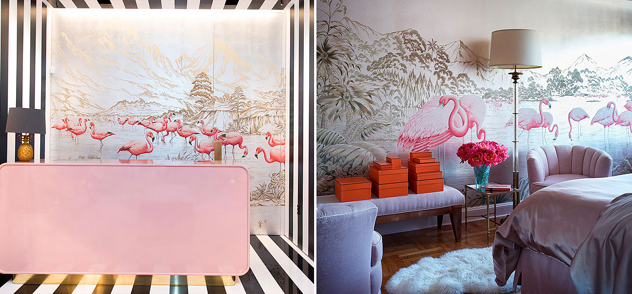 Обои ручная роспись Flamingos Flamingo on Tarnished Silver gilded Xuan paper Обои ручная роспись Flamingos Flamingo on Tarnished Silver gilded Xuan paper - Loft-Concept в Саратове