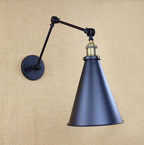 Бра Gloce Cone Shade Loft Industrial Metal Tall Black