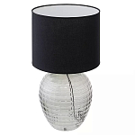 Настольная лампа с черным цилиндрическим тканевым абажуром и фактурным прозрачным основанием Black Cone варинант исполнения - 1 | Loft Concept в Саратове